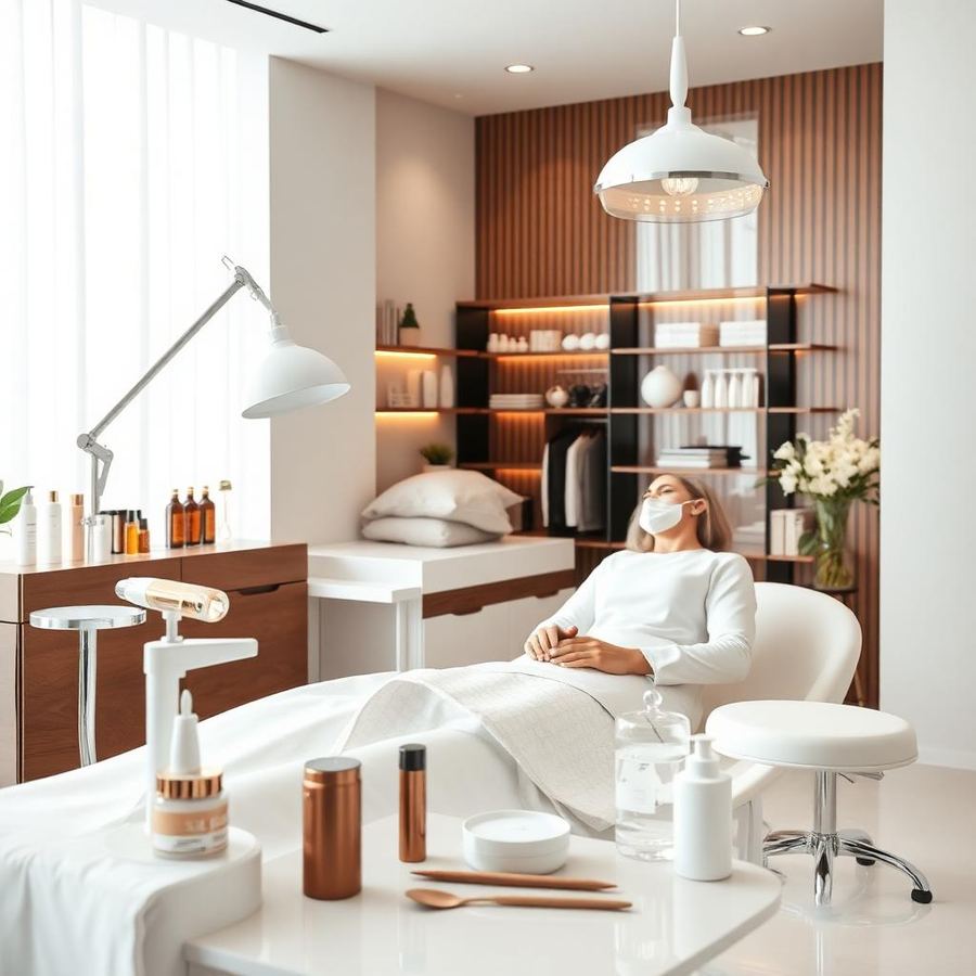 Sala de tratamento boutique com protocolos estéticos